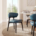 Load image into Gallery viewer, Ergonomic Curved Backrest Solid Wood Frame Faux Leather Dining Chair 1 Piece
