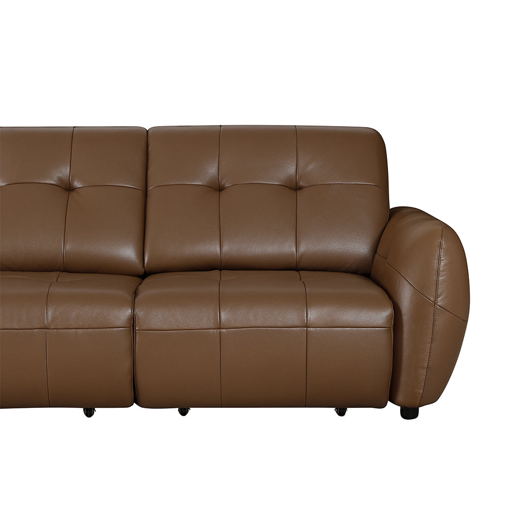 Modern Power Reclining Leather Sofa Individual Seat Control Remote Adjustable Straight Lounge Couch