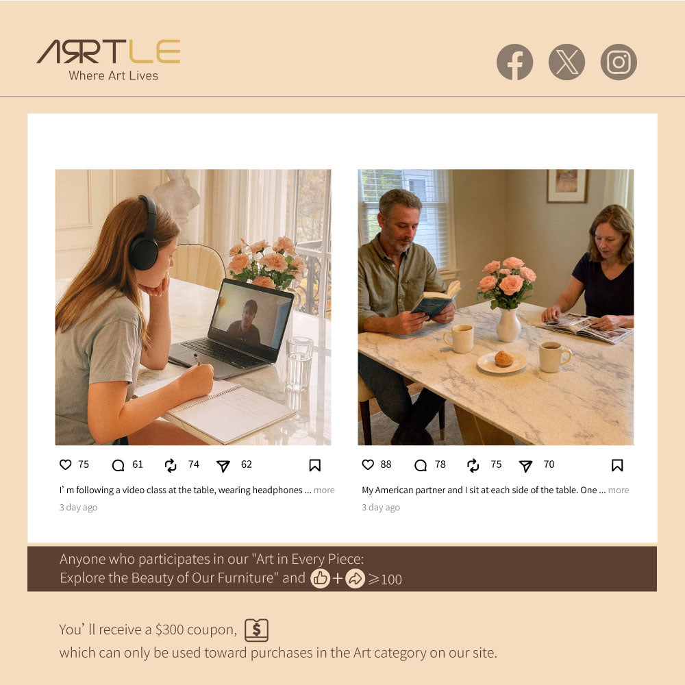 Square Dining Table with Gold V-shaped Base and Exquisite Marble-Look Surface for 4-6 People