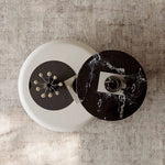 Load image into Gallery viewer, Modern Sculptural Coffee Table with Elevated Marble Glass Top and Curved Base Design
