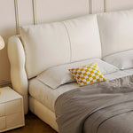 Load image into Gallery viewer, Queen Size Modern Bed with Ultra-Fiber Leather Steel-Wood Slatted Frame and Sleek Minimalist Design
