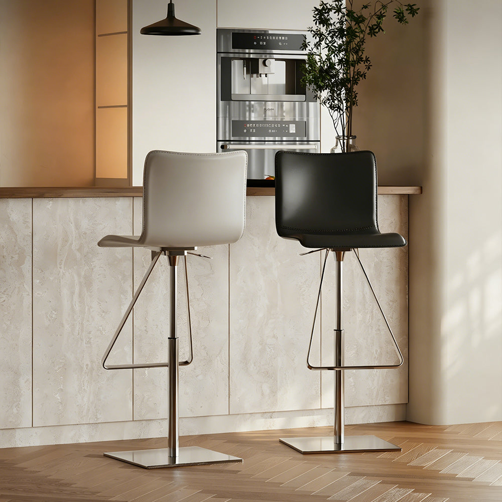 Modern Adjustable Swivel Bar Stool with Stainless Steel Base 1-Piece