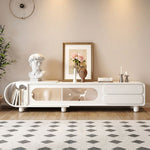 Load image into Gallery viewer, 78.7'' Modern Minimalist White TV Stand with Sculptural Storage Design

