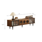 Load image into Gallery viewer, 78.74&quot; Mid-Century Walnut TV Stand Arched Glass Doors Vintage Storage Cabinet Retro Wood Finish
