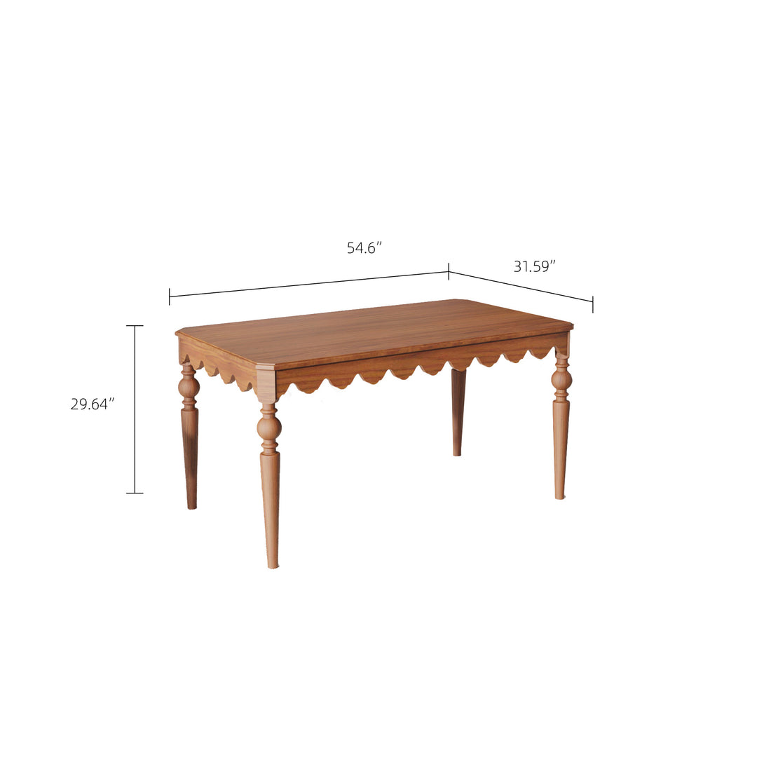 54''Vintage Carved Dining Table Solid Wood Build Elegant Silhouette Multi-Scene Use