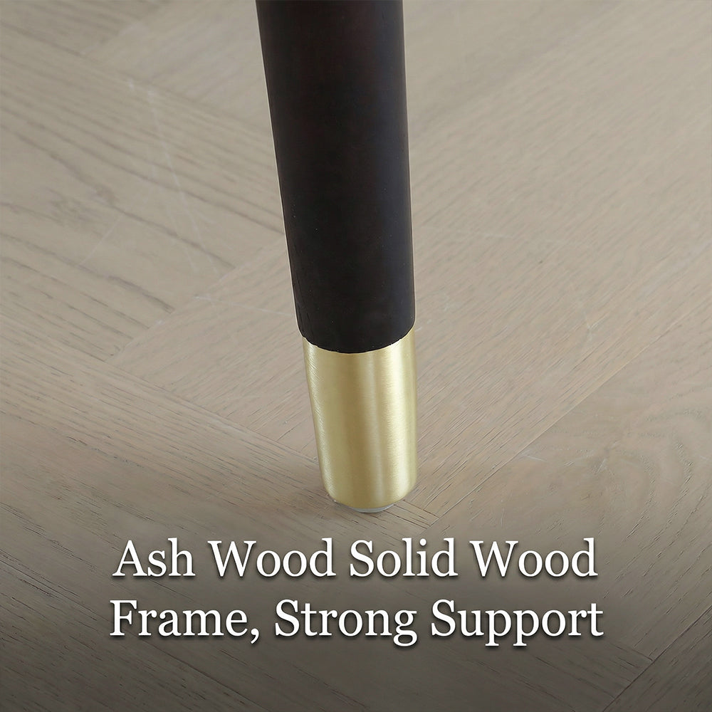 Modern Upholstered Dining Chair Set of 2 Curved Back Accent Chair with Faux Leather Armrests and Ash Wood Legs