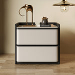 Load image into Gallery viewer, Modern Nightstand with Saddle Leather Finish Silent Drawer Rails 2 Drawers
