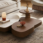 Load image into Gallery viewer, Modern Sculptural Coffee Table Walnut Wood Grain Marble Top Irregular Center Table
