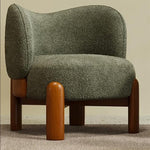 Load image into Gallery viewer, Lounge Chair Curved Backrest Upholstered Teddy Fabric Solid Wood Legs
