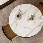 Load image into Gallery viewer, 33.15″ Round Coffee Table with Black Base Modern Minimalist Design Durable and Elegant for Living Room
