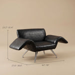 Load image into Gallery viewer, Modern Sculptural Leather Lounge Chair Adjustable Armrest Accent Chair with Metal Legs Contemporary Artistic Seating
