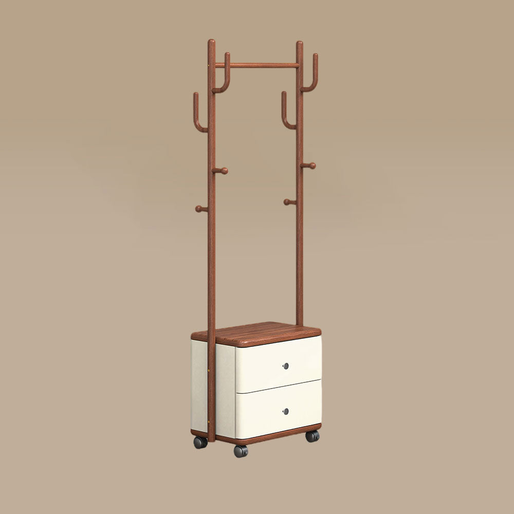 71.37'' Coat Rack with Storage Drawers Modern Multifunctional Organizer  Space-Saving Design Smooth Mobility