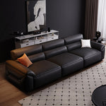 Load image into Gallery viewer, Modern Black Leather Sofa Oversized Low-Profile Design with Wide Armrests
