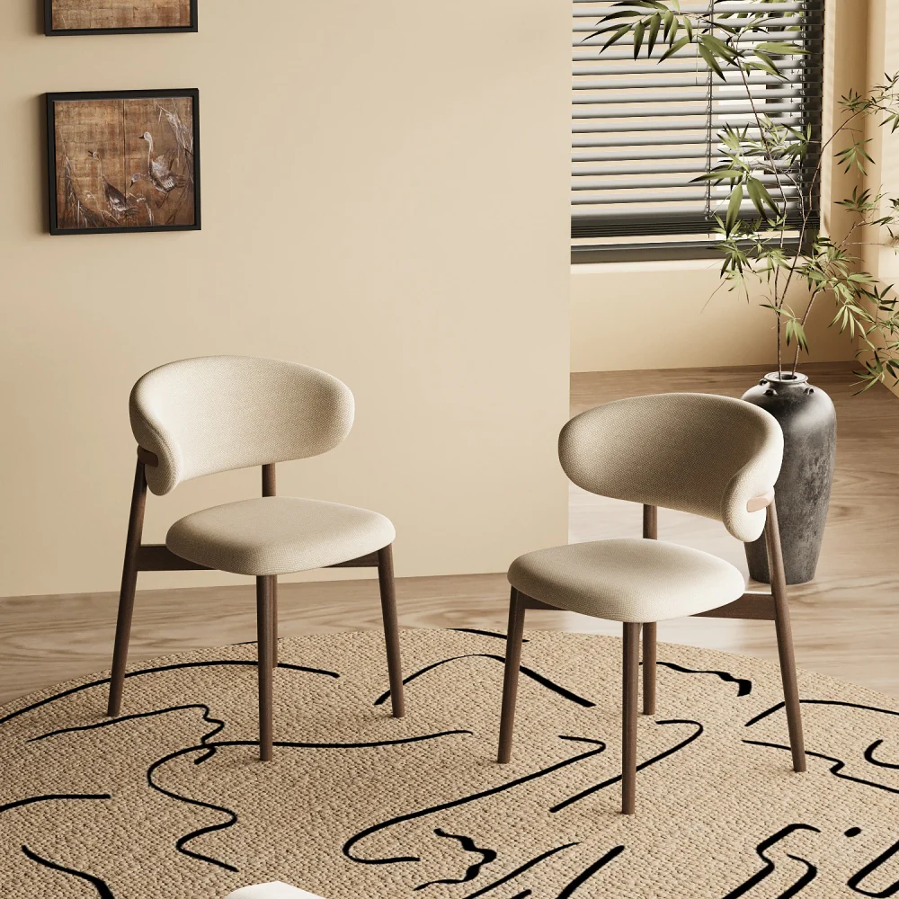 2PCS Dining Chair Modern Ash Wood Frame Curved Backrest