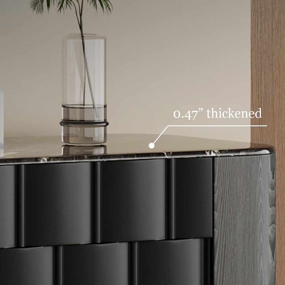 59" Modern Black Geometric Sideboard Cabinet with Sculpted Front Panels