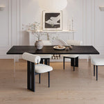 Load image into Gallery viewer, 54.6&#39;&#39;Dining Table Set with Boucle Chairs, Artistic Base, Space-Saving Design
