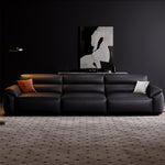 Load image into Gallery viewer, Modern Black Leather Sofa Oversized Low-Profile Design with Wide Armrests
