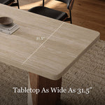 Load image into Gallery viewer, Rectangular Dining Table with Travertine-Look Sintered Stone Top and Fluted Oak Base
