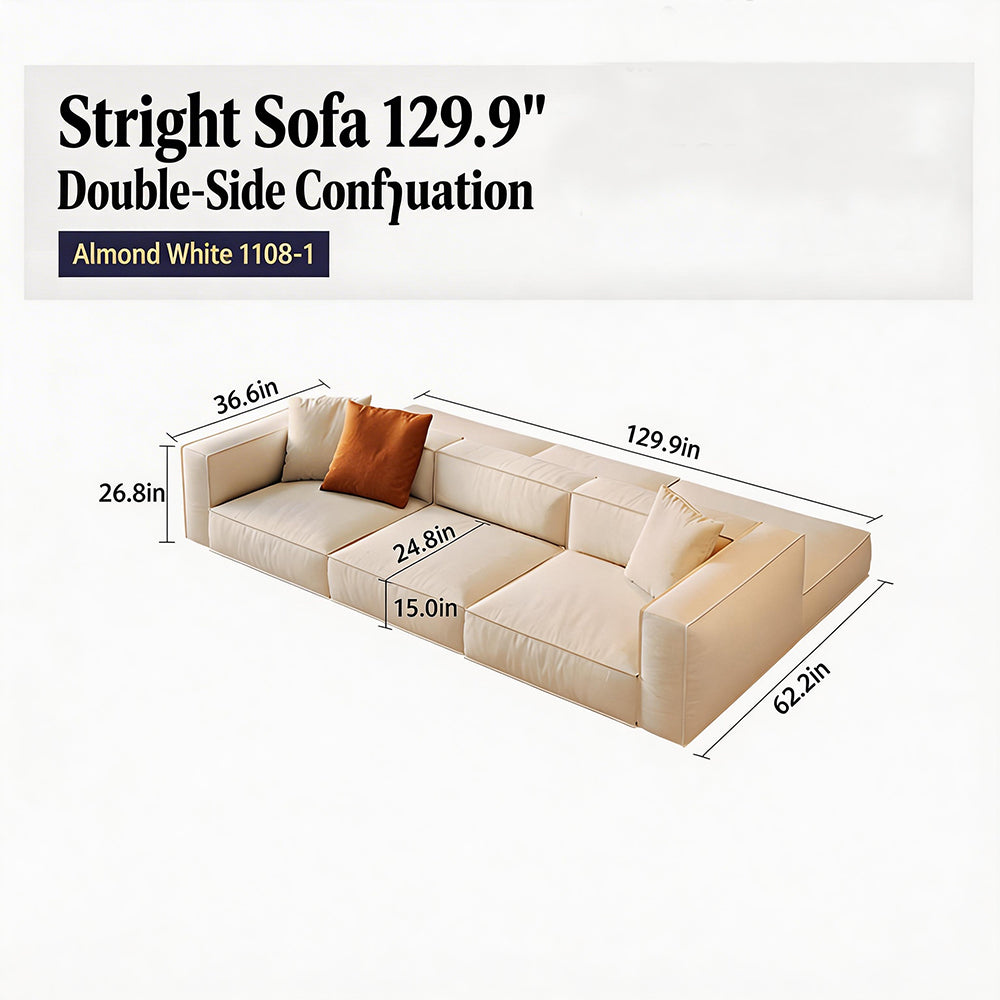 Modern Double-Sided Sectional Sofa in Skin-Friendly Cat-Scratch Fabric with Latex Support