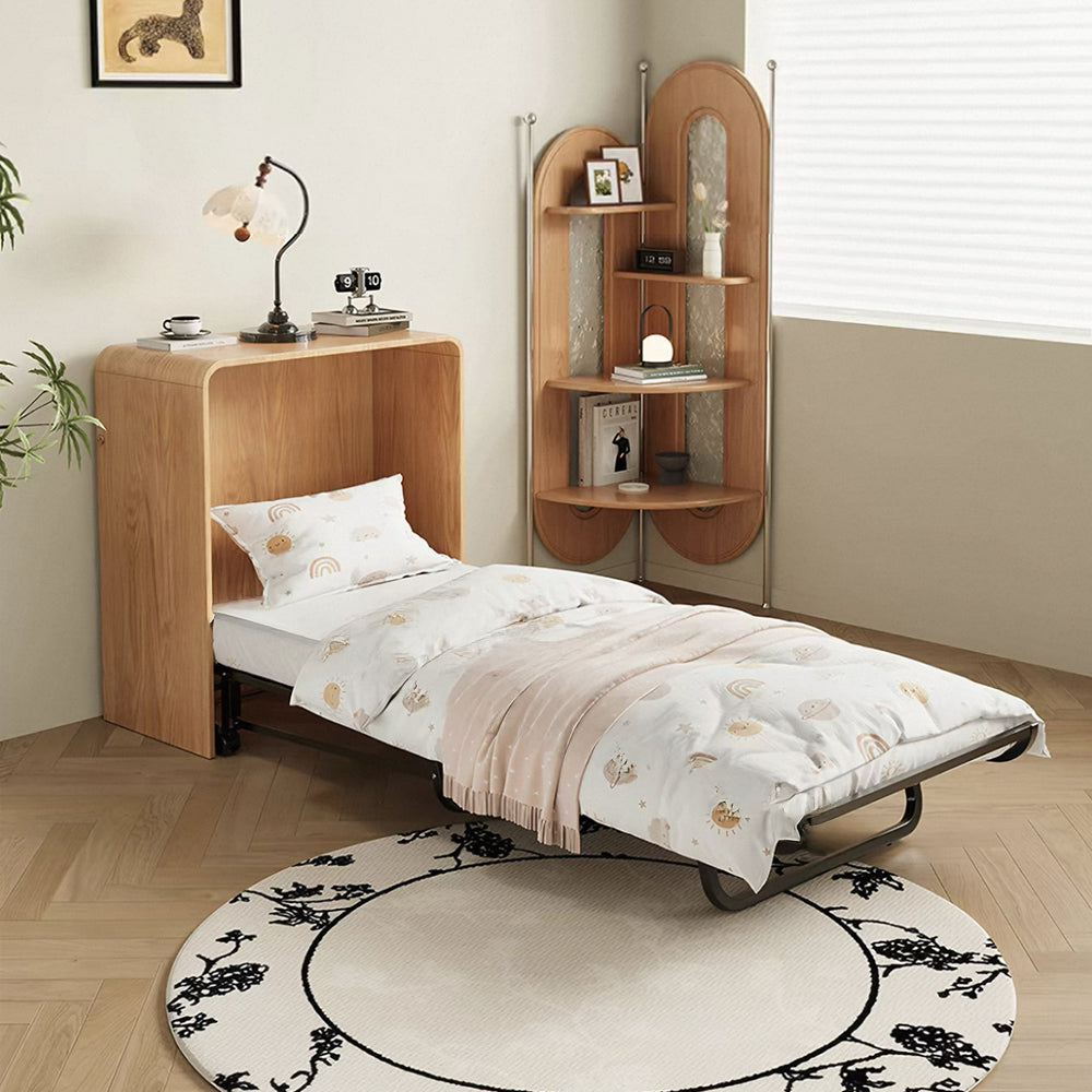 Modern Space Saving Foldable Dining Table with Hidden Pull Out Bed Wood Convertible Table Bed Combo Multifunction Furniture