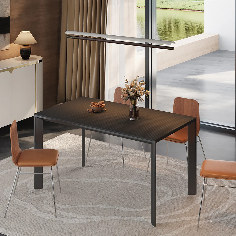 54.6''/ 62.4'' Dining Table Modern Style Elegant Design Spacious Surface for Dining and Gathering