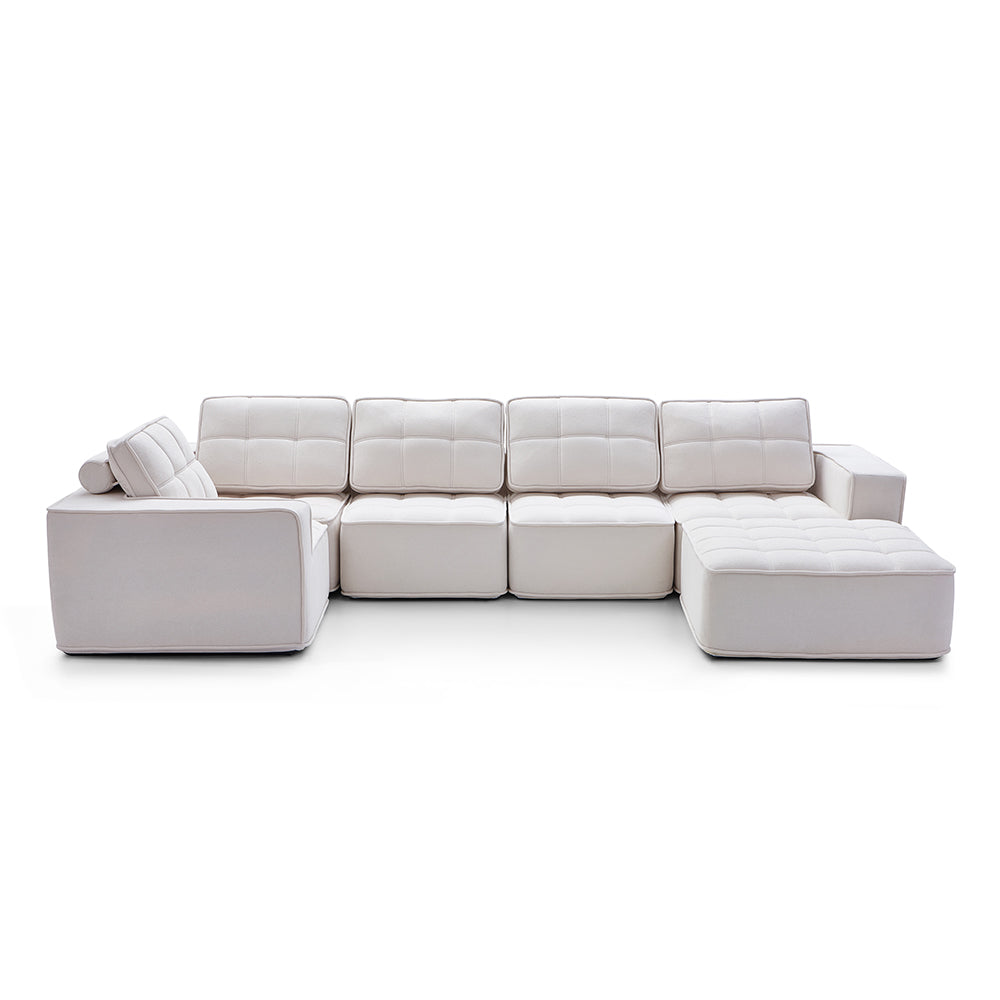 136.5" Modular Compressed Sofa Modern Tufted Lightweight Convertible Sectional for Multi-scene Use