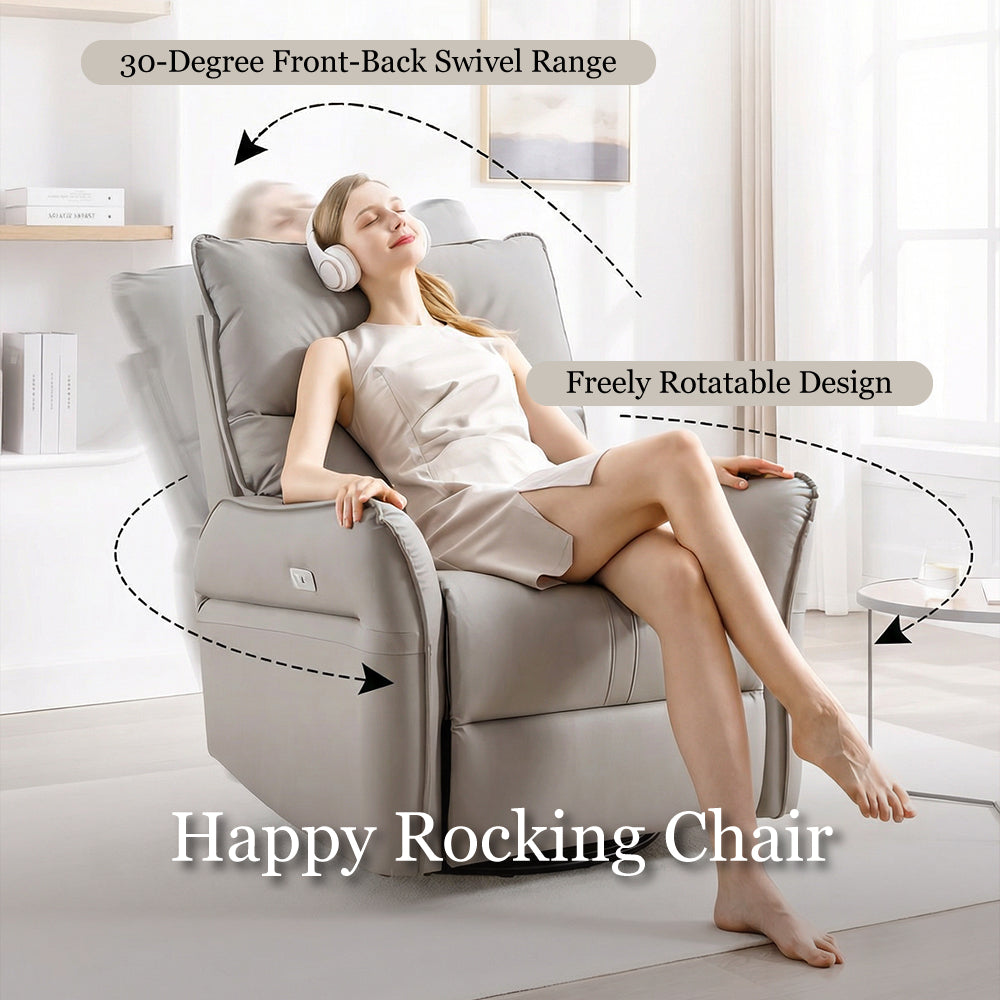 Electric Power Recliner Chair with Rocking & Swivel Function Modern Comfort Lounge Chair