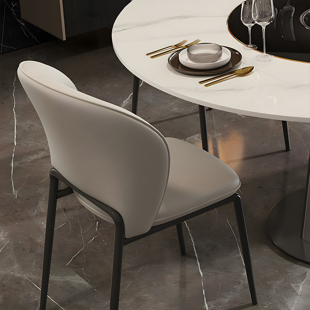 Set of 2 Luxurious Elegant Modern Dining Chairs Sleek Leather Design with Ergonomic