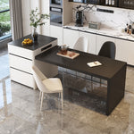 Load image into Gallery viewer, Black &amp; White Extendable Kitchen Island with Storage and Built-In Power Outlets
