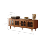 Load image into Gallery viewer, 70&#39;&#39;Solid Wood TV Cabinet Arched Glass Doors Warm Cherry Finish Hidden Storage
