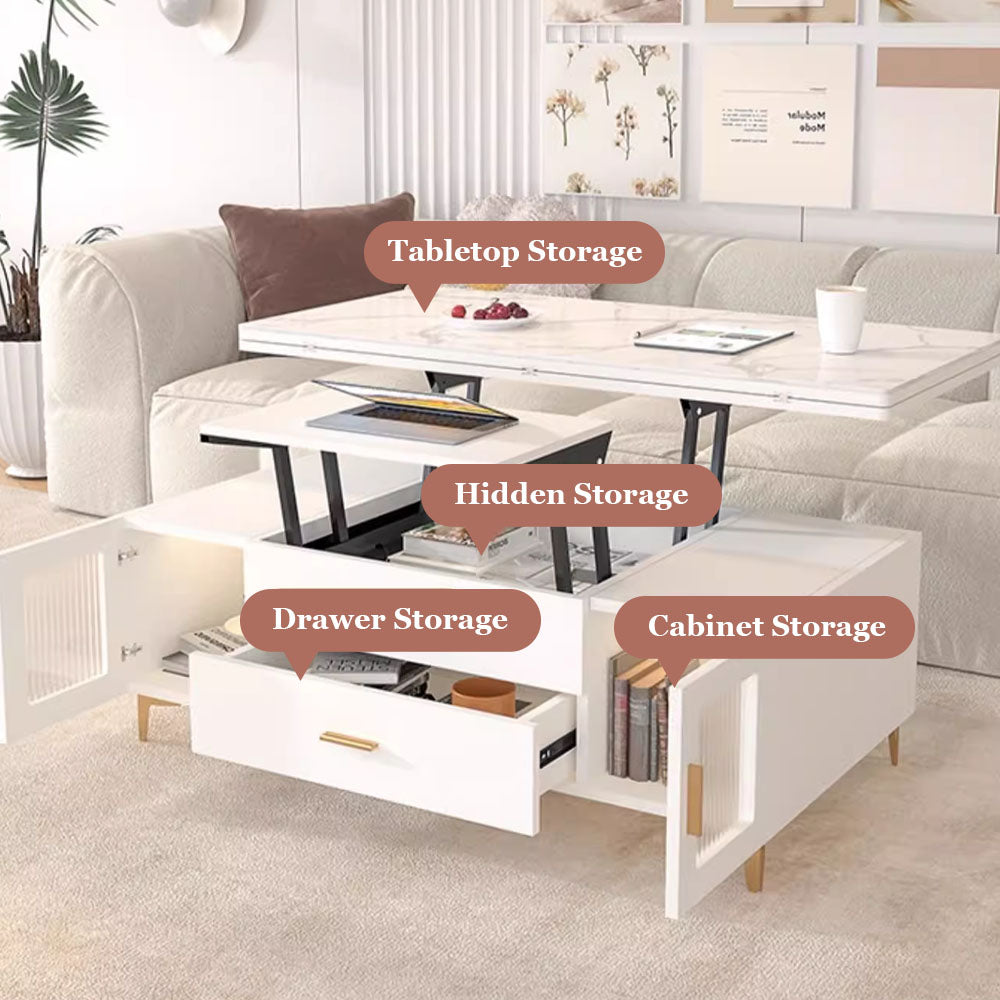 47.2'' Modern Multifunctional Lift-Top Coffee Table with Storage Dual-Use Coffee & Dining Table