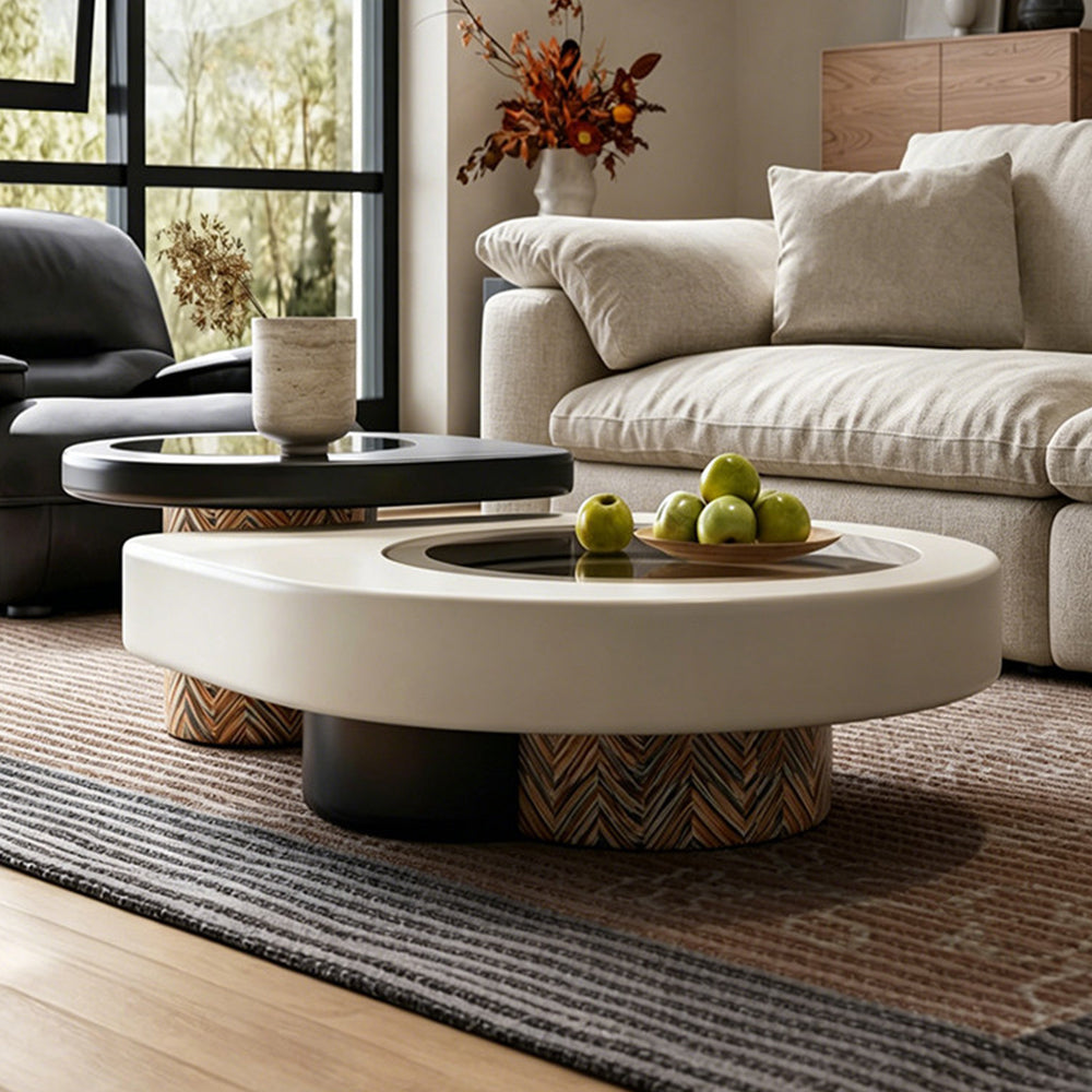 Modern Irregular Nesting Coffee Table Set Minimalist Lacquer Finish Living Room Tea Table