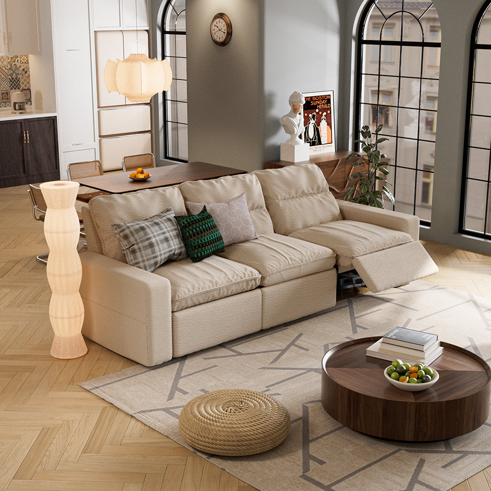 115.35'' CloudLuxe Power Reclining 3-Seat Sofa Linen Fabric Cloud Comfort