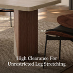 Load image into Gallery viewer, Rectangular Dining Table with Travertine-Look Sintered Stone Top and Fluted Oak Base
