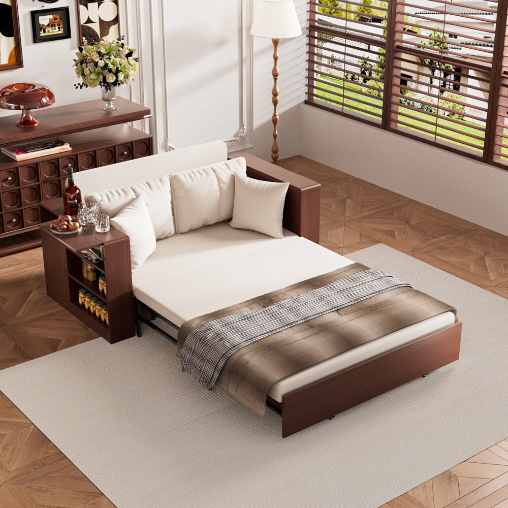 Modern Multifunctional Sofa Bed with Electric Lift Coffee Table & Storage