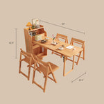Load image into Gallery viewer, 69&#39;&#39; Rattan Dining Cabinet Table Set Foldable Storage Multi-Chair Design Solid Wood Finish
