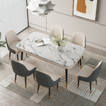 Load image into Gallery viewer, 55.11&quot; Dining Table Modern Marble Texture Top Gold-Tipped Legs Elegant Dining Room Furniture
