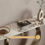 Load image into Gallery viewer, Elegant Heart-Shaped Base Console Table in Gold with Marble Top
