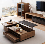 Load image into Gallery viewer, 54.6&quot; Lift Top Coffee Table with Storage Walnut Finish Adjustable Height
