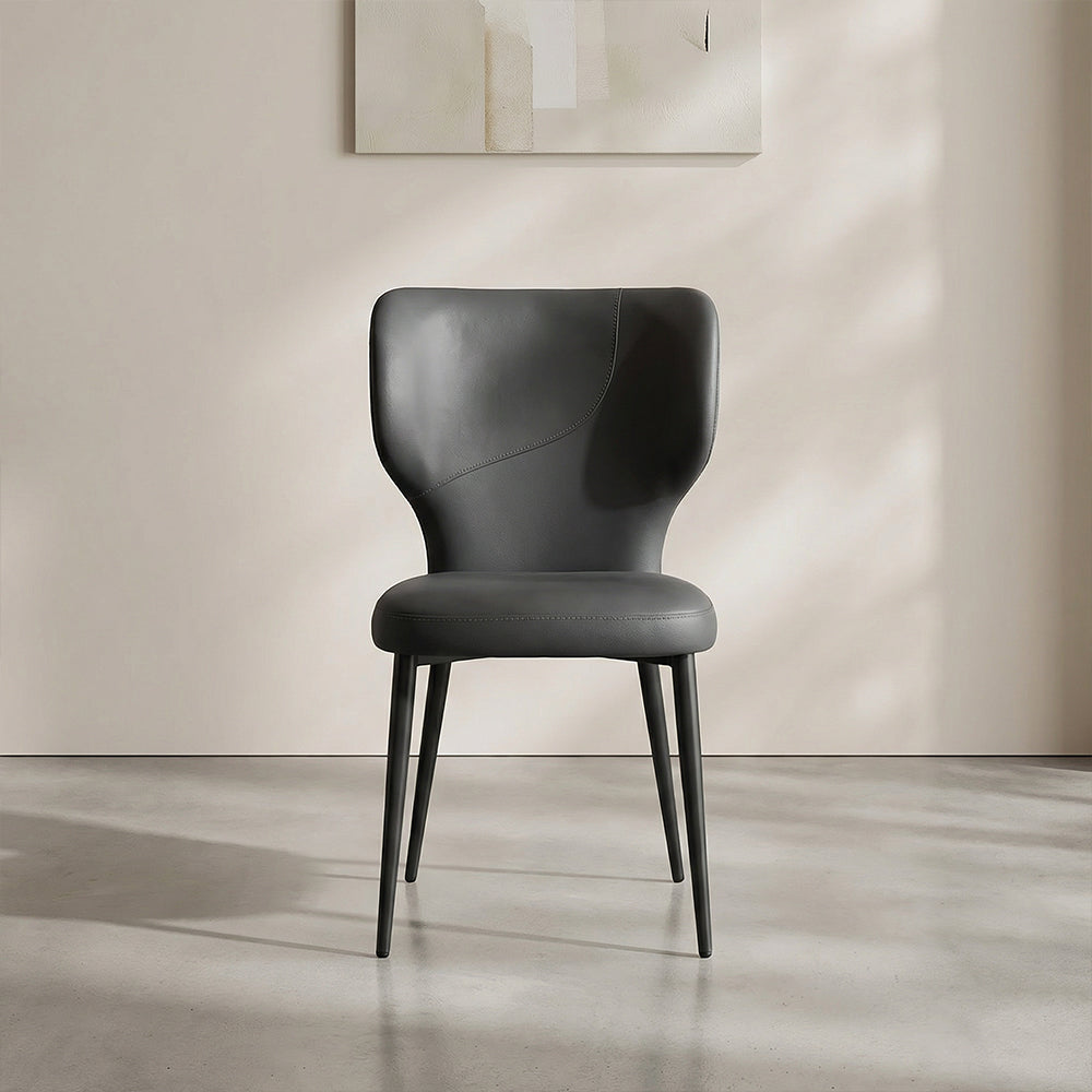 Modern Upholstered Dining Chair Minimalist Curved Back Soft Seat Accent Chair with Metal Legs