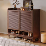 Load image into Gallery viewer, 31.4''/47.2'' Modern Wooden Shoe Cabinet with Louvered Doors Large Capacity Entryway Storage Organizer
