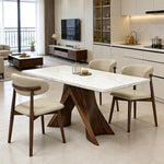 Load image into Gallery viewer, Luxury Sintered Stone Dining Table with Artistic Walnut Wood
