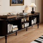 Load image into Gallery viewer, Modern Black TV Stand Console Table with Arched Glass Doors
