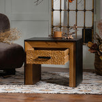 Load image into Gallery viewer, Modern Solid Wood Nightstand Textured Drawer Front Bedside Table with Open Shelf Minimalist Storage Side Table
