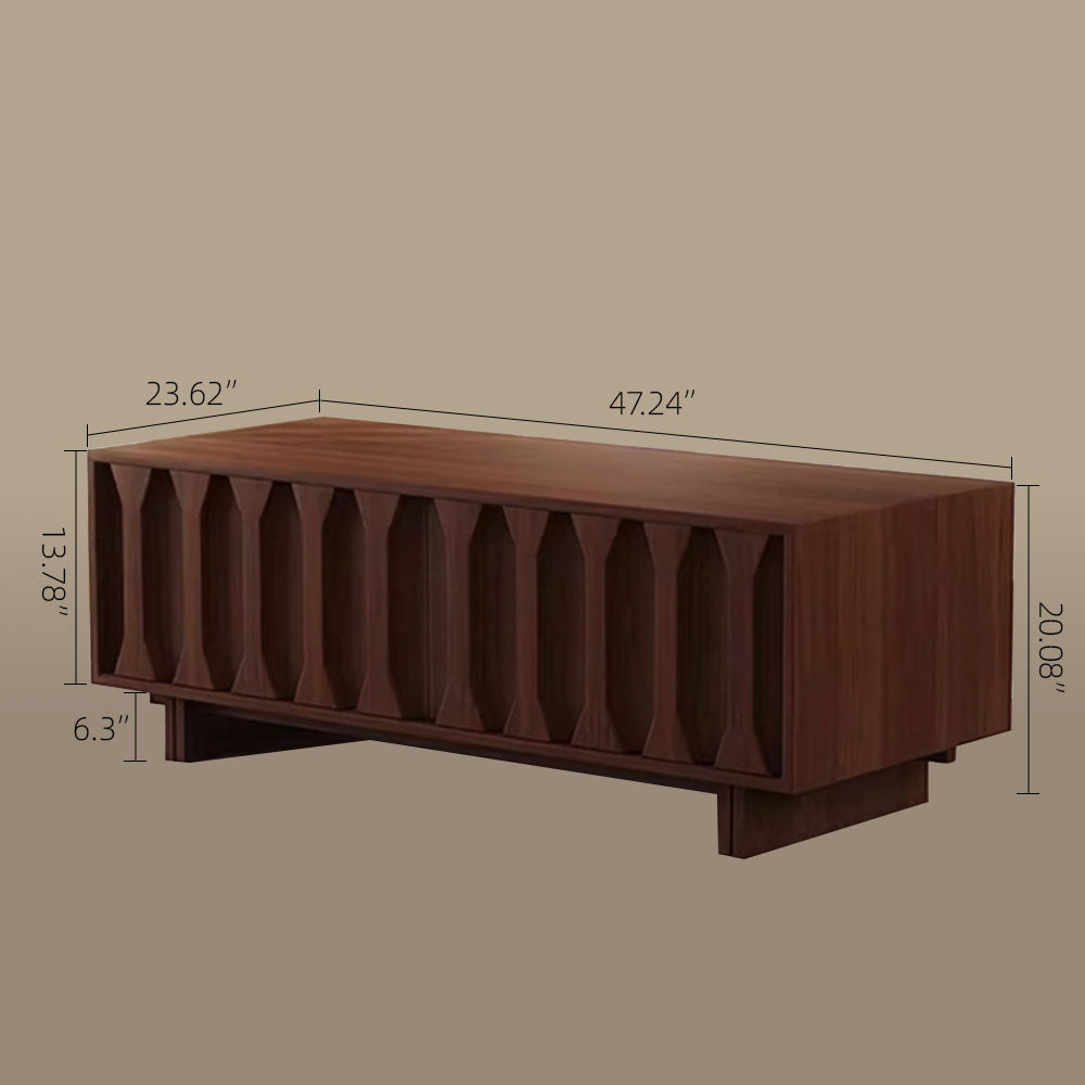 47.2'' Modern Wood Coffee Table with Sculpted Panel Design