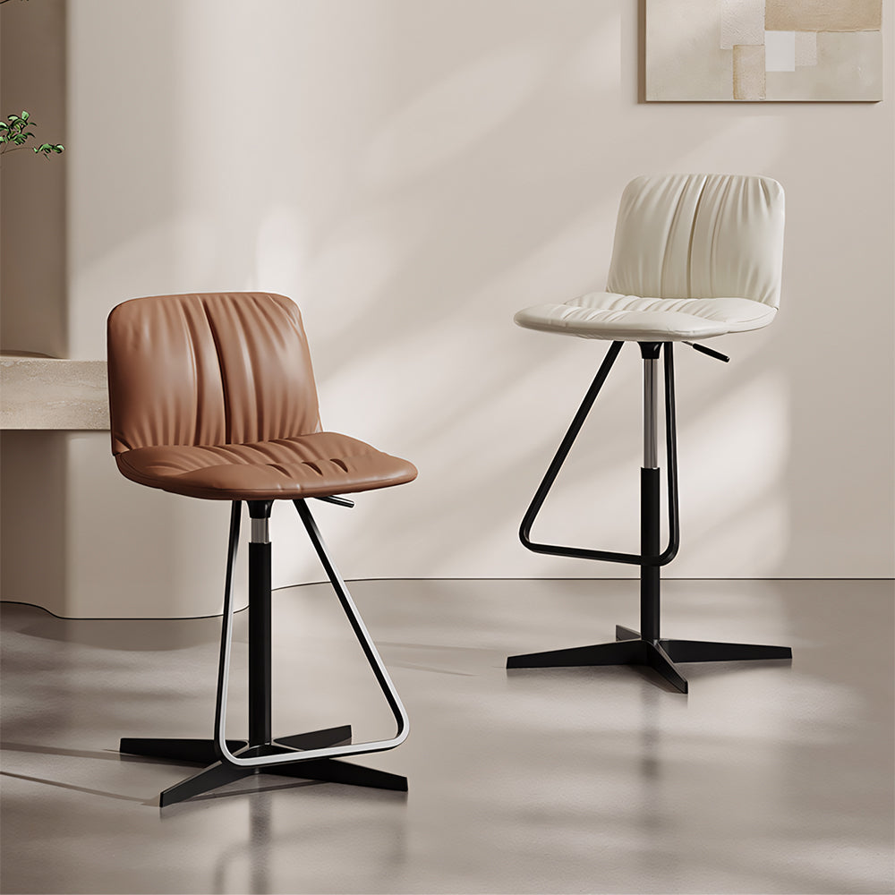 Modern Adjustable Swivel Bar Stool PU Leather Seat Height Adjustable Counter Stool with Metal Base 1 Piece