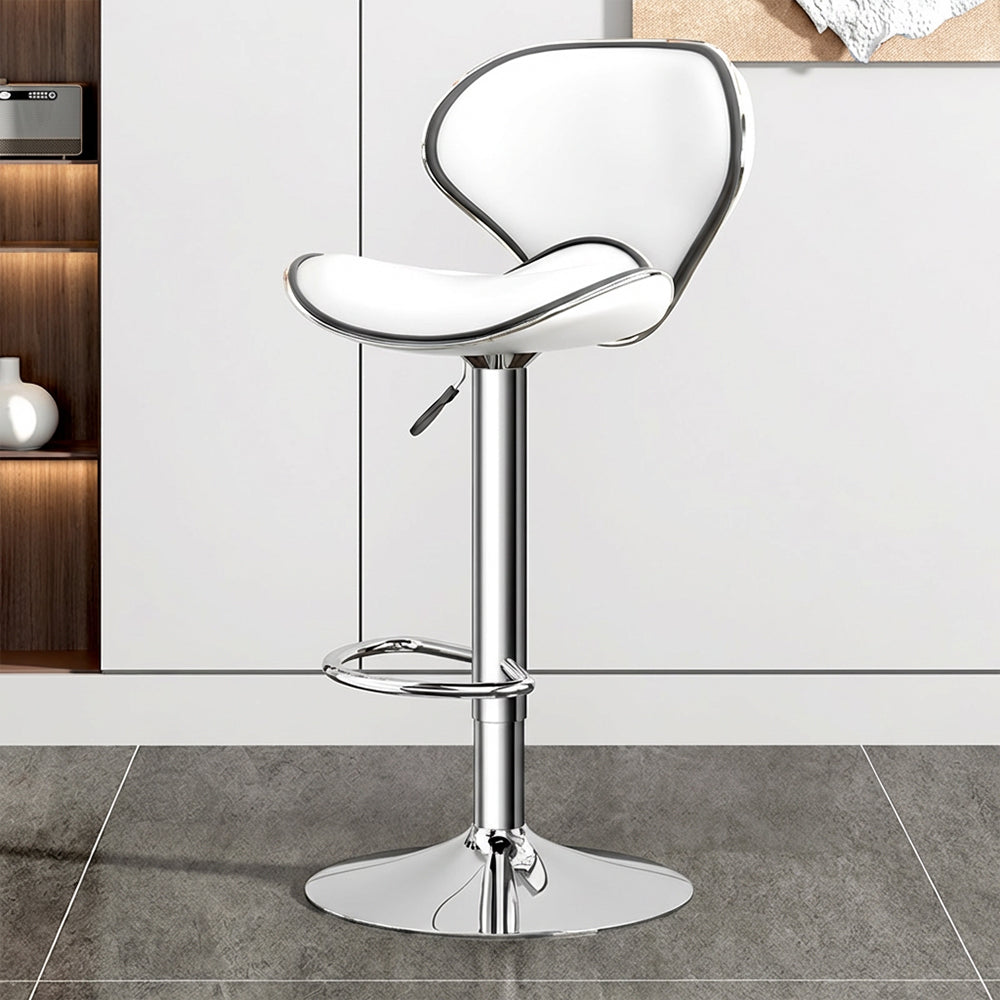 Modern Adjustable Swivel Bar Stool Upholstered Faux Leather Seat Height Adjustable 1 Piece