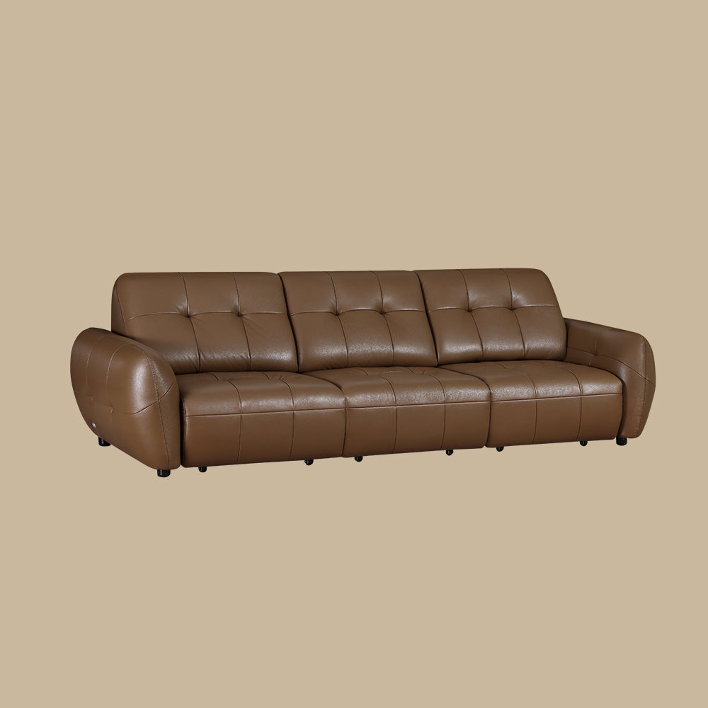 Modern Power Reclining Leather Sofa Individual Seat Control Remote Adjustable Straight Lounge Couch