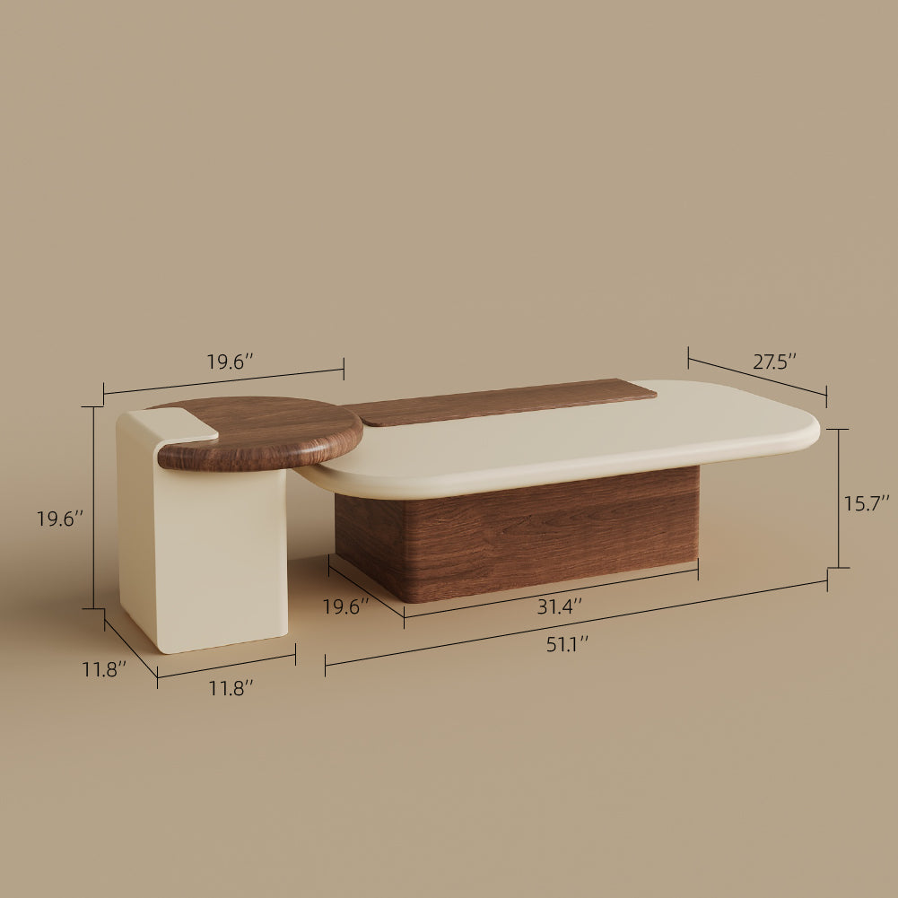 Modern Minimalist Living Room Furniture Set Cream TV Stand and Oval Coffee Table Combination