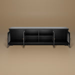 Load image into Gallery viewer, Modern Low-Profile TV Cabinet with Arched Glass Doors Freestanding Storage Console
